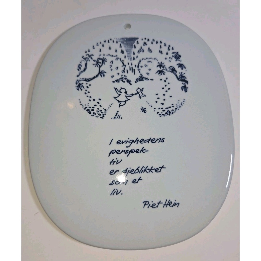 Set/2 VTG Royal Copenhagen Denmark Fajance 1941 Piet Hein Poem Plaques (Danish) - Picture 3 of 7